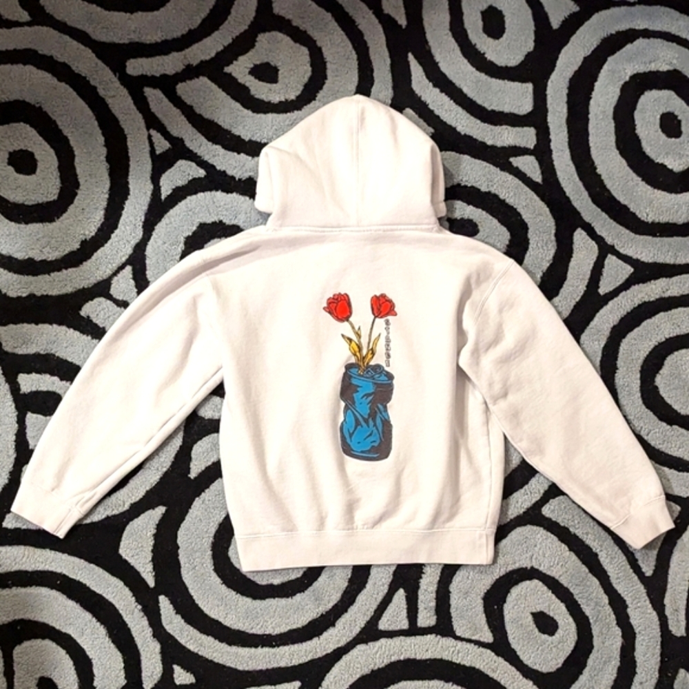 Stance white rose hoodie- size xs unisex